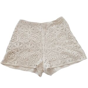H&M Cream High Waist Crohet Lace Shorts Size S